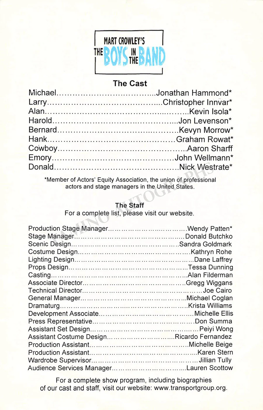 The Boys in the Band - Signed Program - Image 2