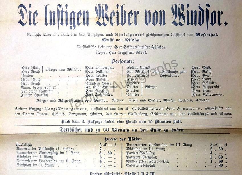 The Merry Wives of Windsor - Large Playbill Munich 1909 - Image 2