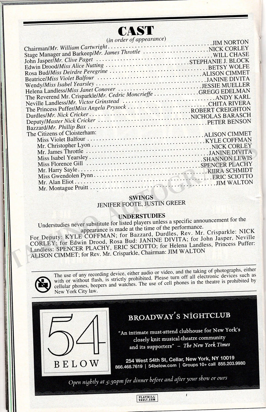 The Mistery of Edwin Drood - Signed Broadway Musical Playbill - Image 2