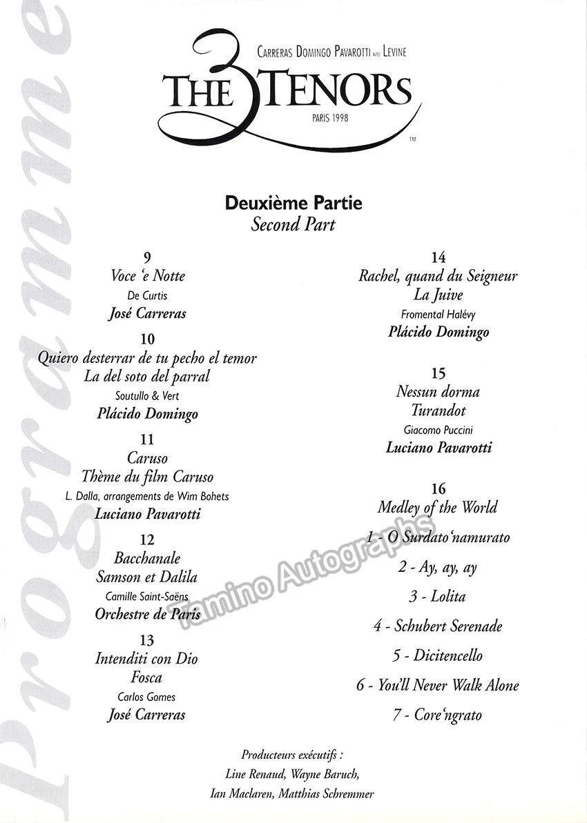 The Three Tenors - Concert Program Paris 1998 - Image 3