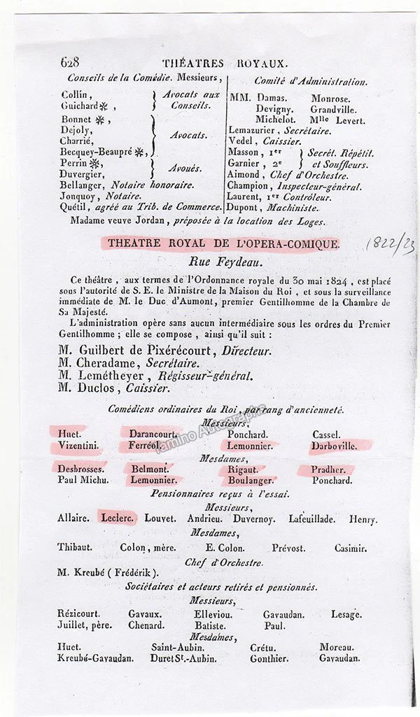 Theatre Royal de L'Opera-Comique - Signed Contract 1823 - Image 3