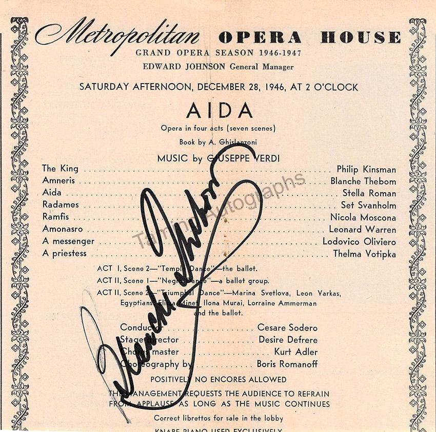 Thebom, Blanche - Autograph Photo and Program Lot - Image 20