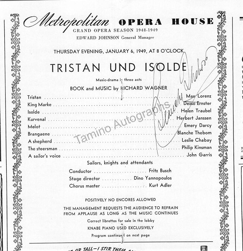 Thebom, Blanche - Autograph Photo and Program Lot - Image 21