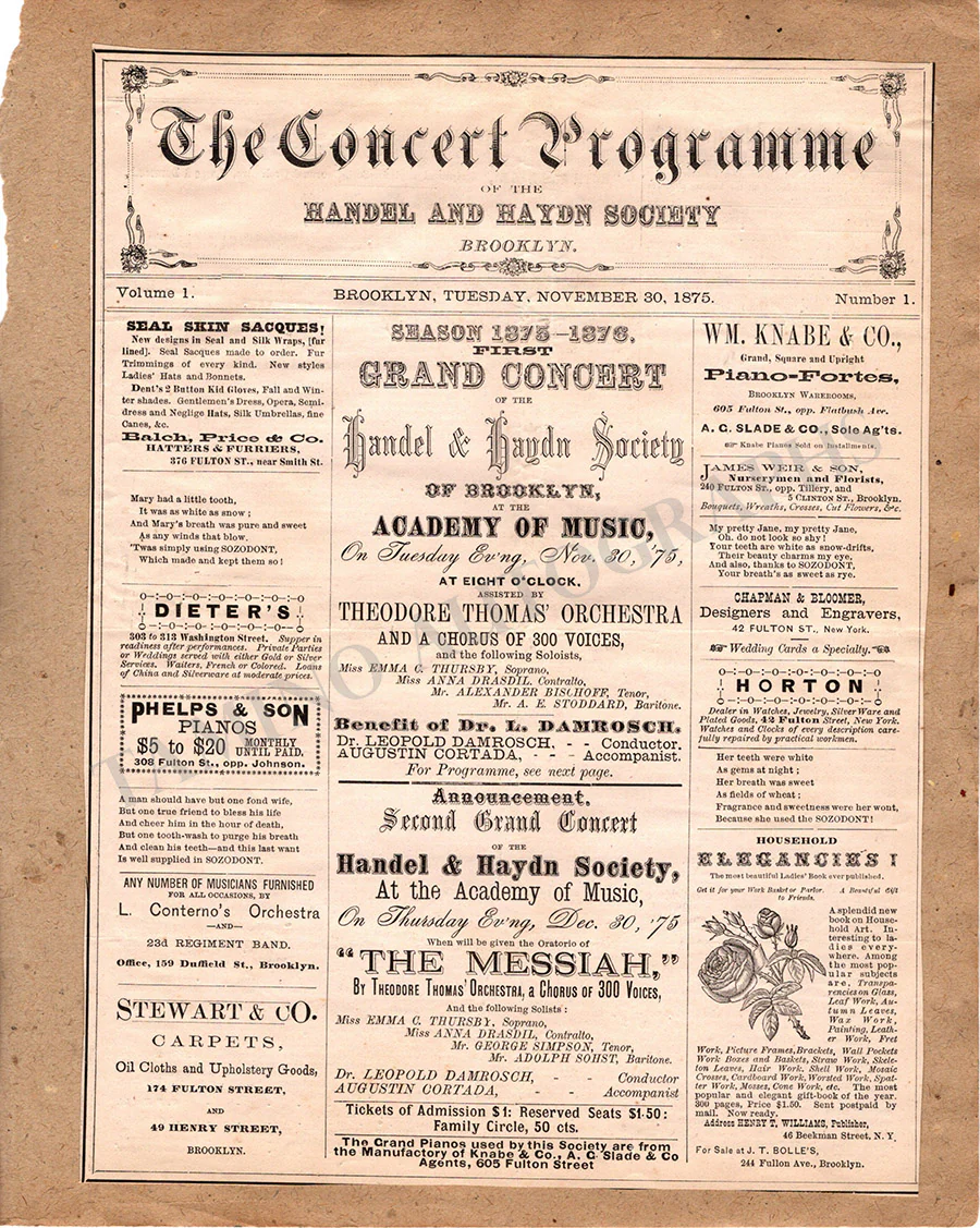 Thomas, Theodore - Program Clip New York 1875