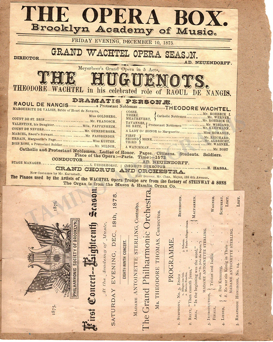 Thomas, Theodore - Program Clip New York 1875 - Image 2
