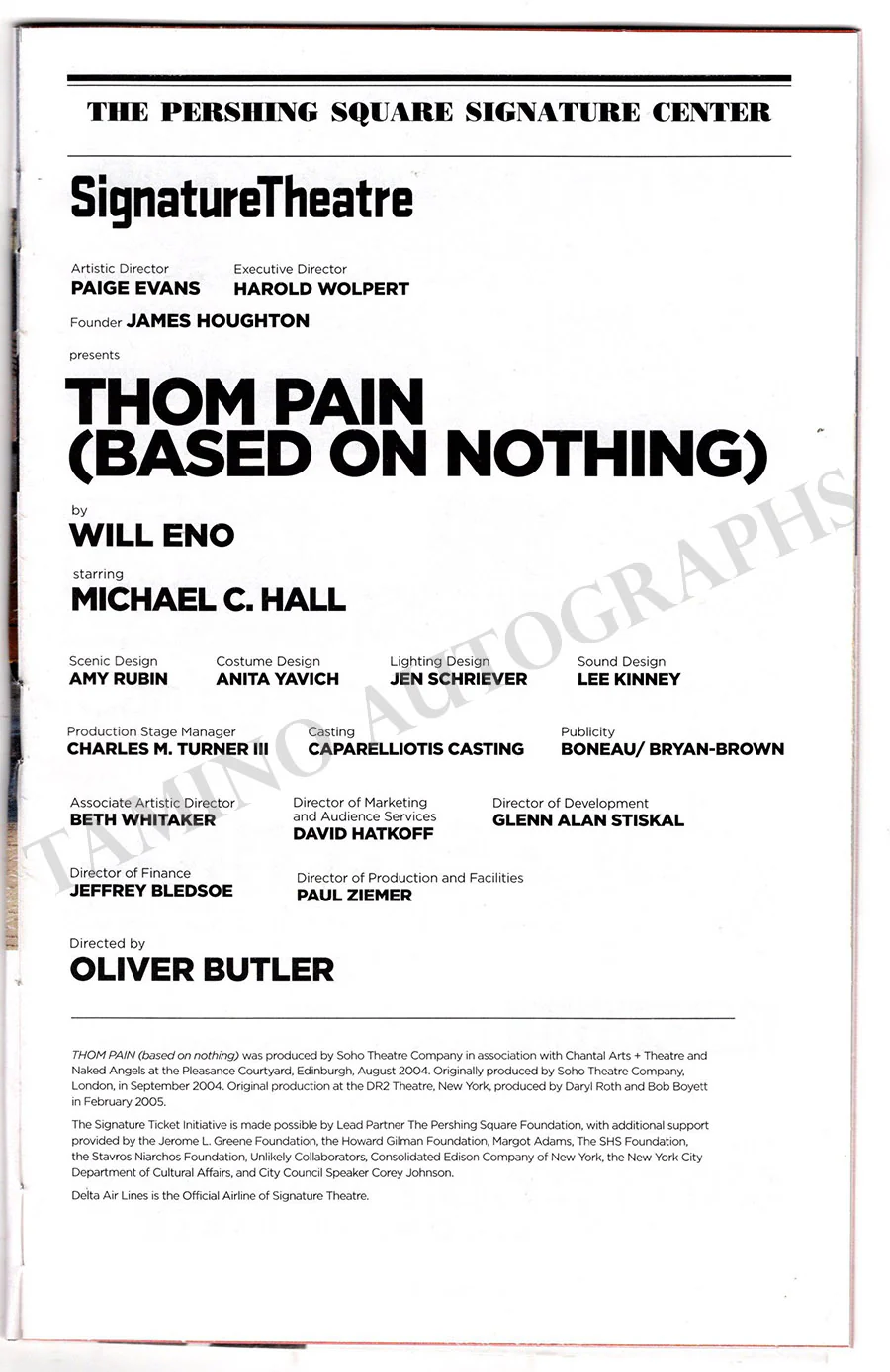 Thom Pain - Signed Broadway Musical Playbill - Image 2