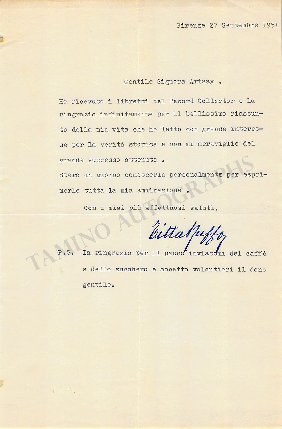 Ruffo, Titta - Autograph Manuscripts (Various Options) - Image 10
