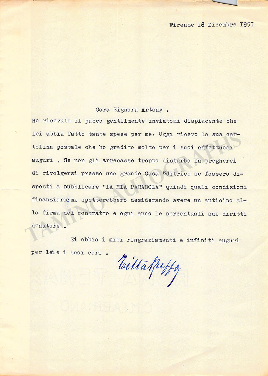 Ruffo, Titta - Autograph Manuscripts (Various Options) - Image 11