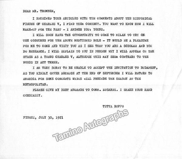 Ruffo, Titta - Autograph Manuscripts (Various Options) - Image 5
