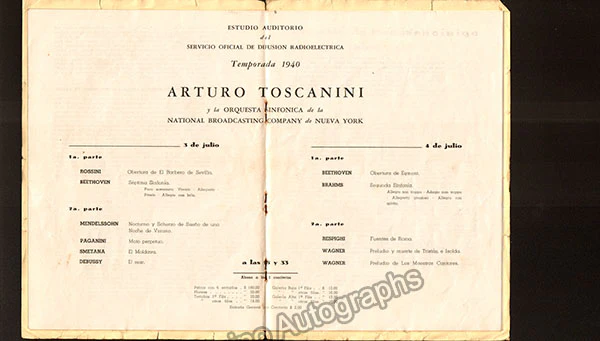 Toscanini, Arturo - Concert Program Montevideo 1940 - Image 2