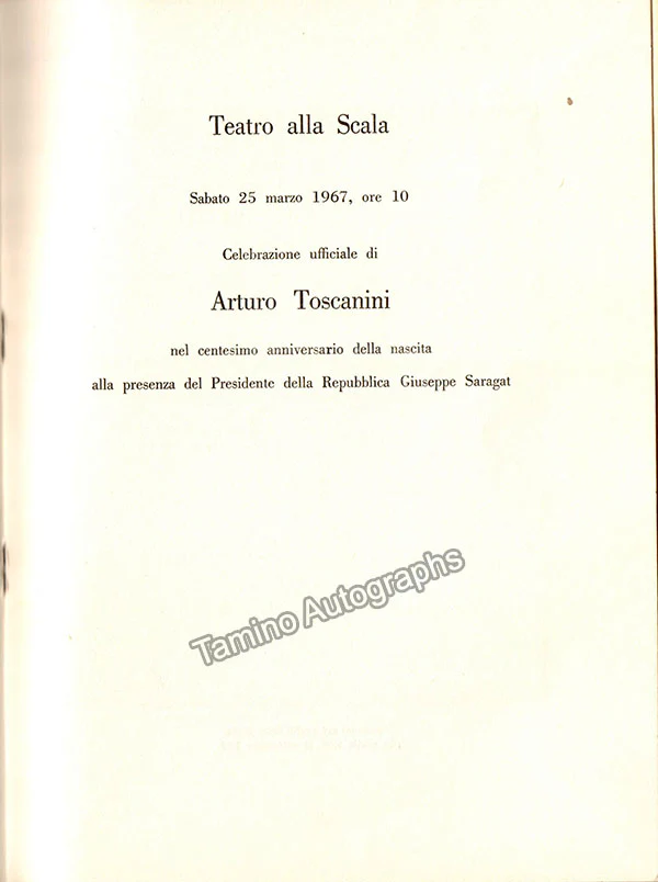Teatro La Scala - Toscanini Birth Centennial Gala Program - Image 2