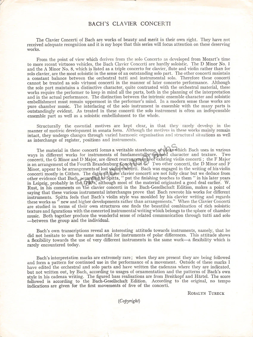 Tureck, Rosalyn - Signed Program London 1954 - Image 2