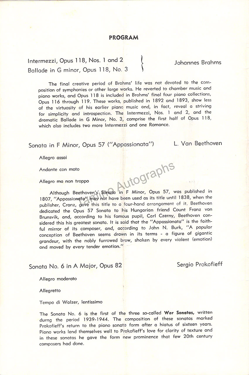 Cliburn, Van - Signed Programs (Various Options) - Image 4