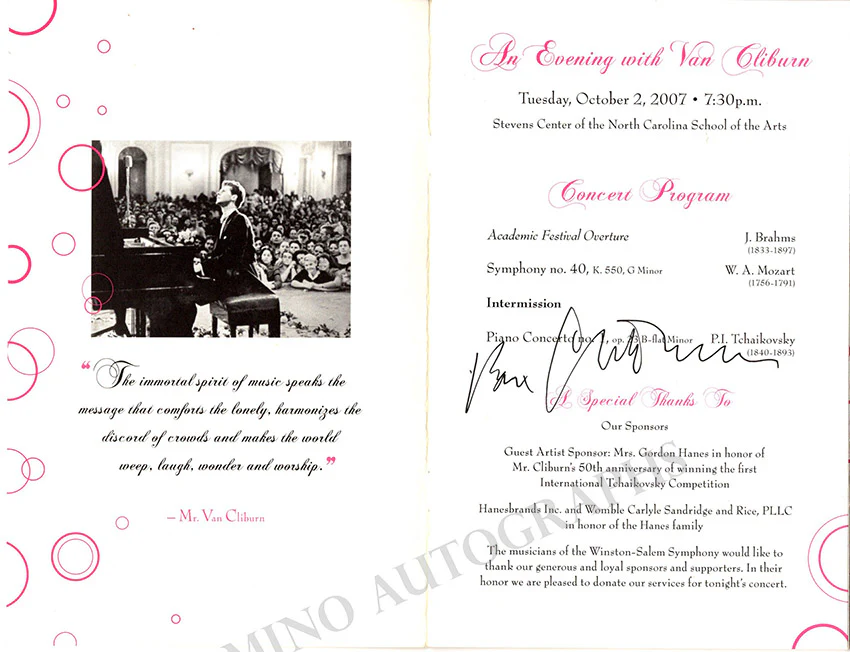 Cliburn, Van - Signed Programs (Various Options) - Image 8