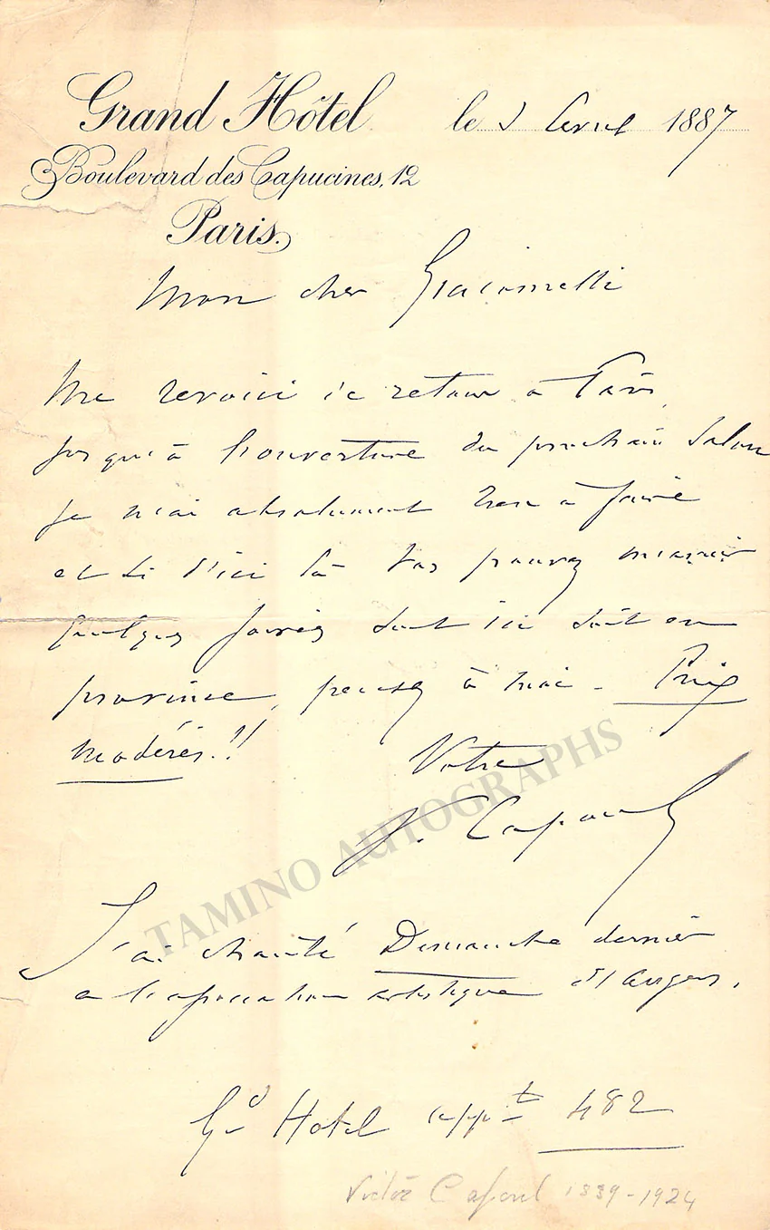 Capoul, Victor - Autograph Manuscripts (Various Options) - Image 6
