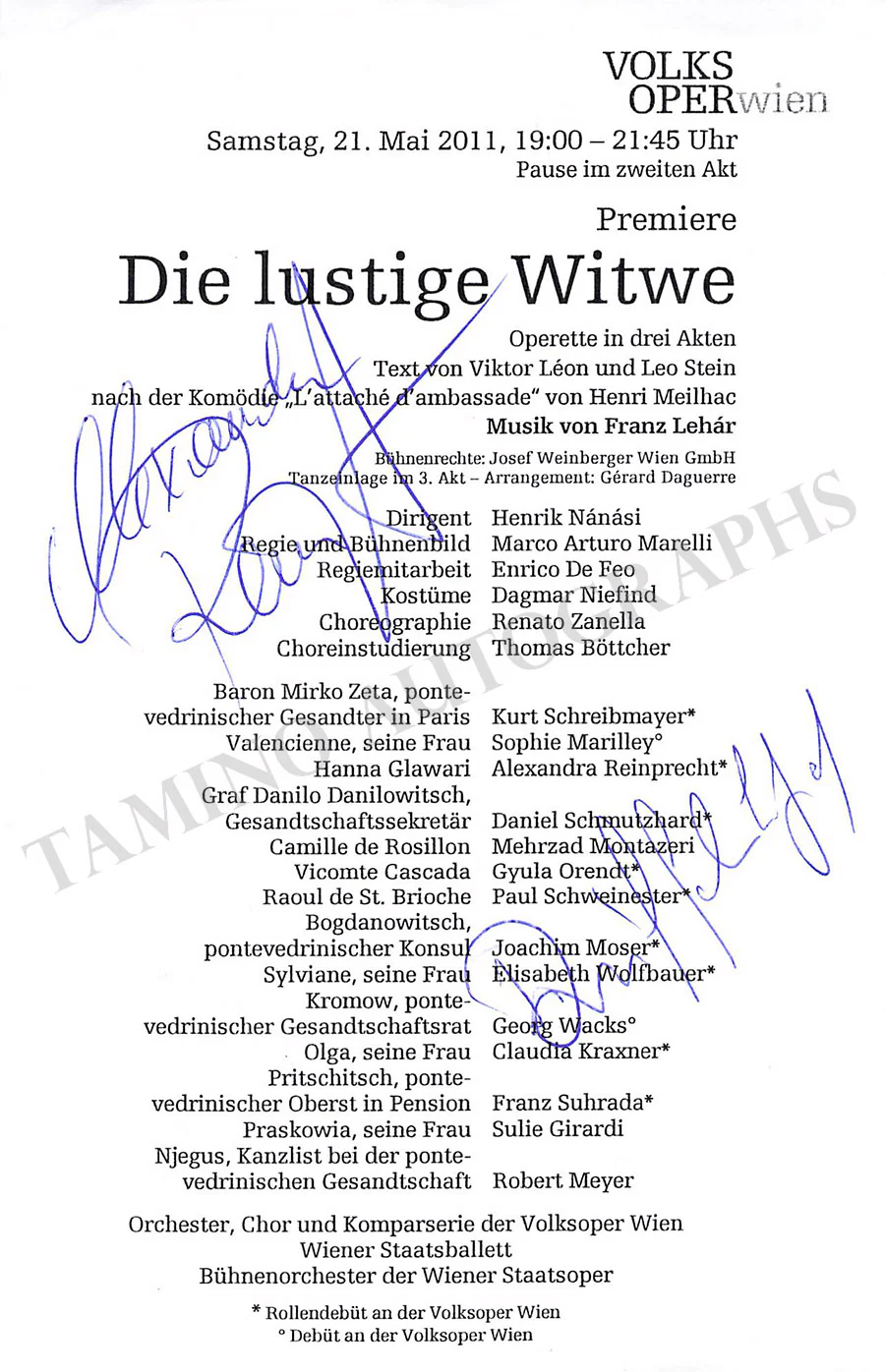 Vienna Opera - Collection of Signed Cast Pages 2001-2016 (Part I) - Image 127