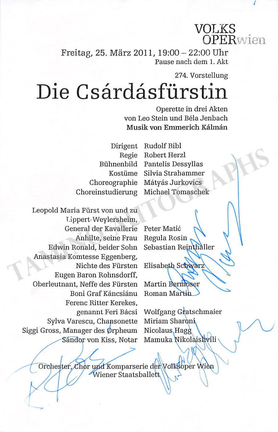 Vienna Opera - Collection of Signed Cast Pages 2001-2016 (Part I) - Image 128