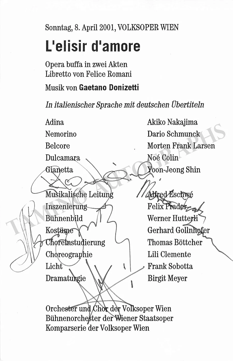 Vienna Opera - Collection of Signed Cast Pages 2001-2016 (Part I) - Image 2