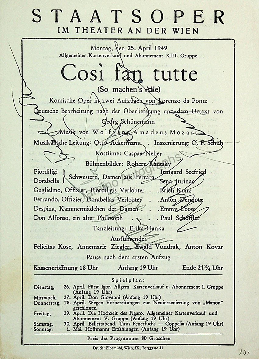 Vienna Opera - Signed Program Lot 1947-1949 - Image 15