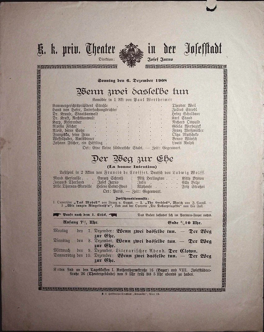 Vienna Theater Playbills -  Large Lot 1875-1930 - Image 18