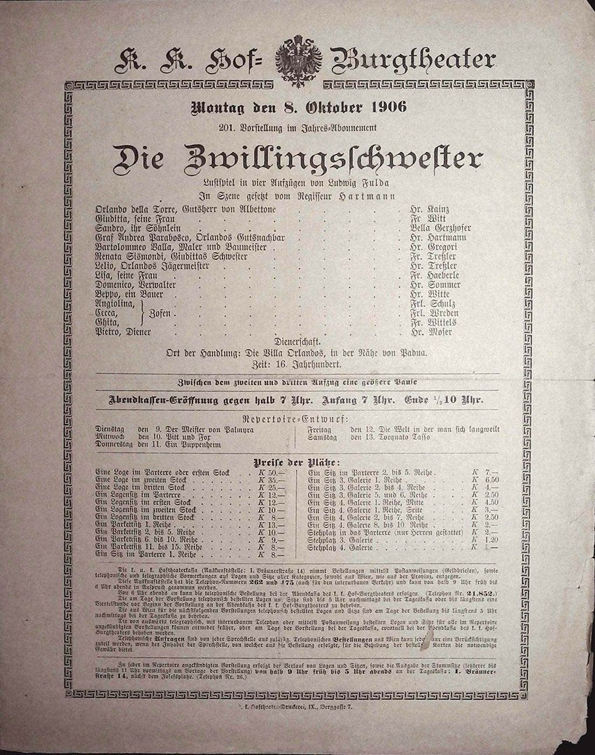 Vienna Theater Playbills -  Large Lot 1875-1930 - Image 57