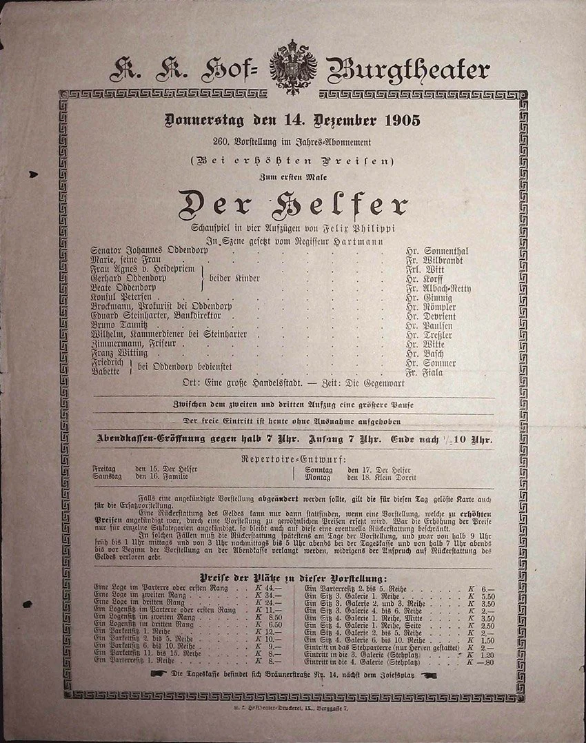 Vienna Theater Playbills -  Large Lot 1875-1930 - Image 70