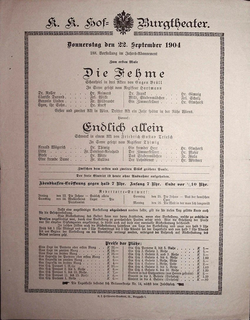 Vienna Theater Playbills -  Large Lot 1875-1930 - Image 84