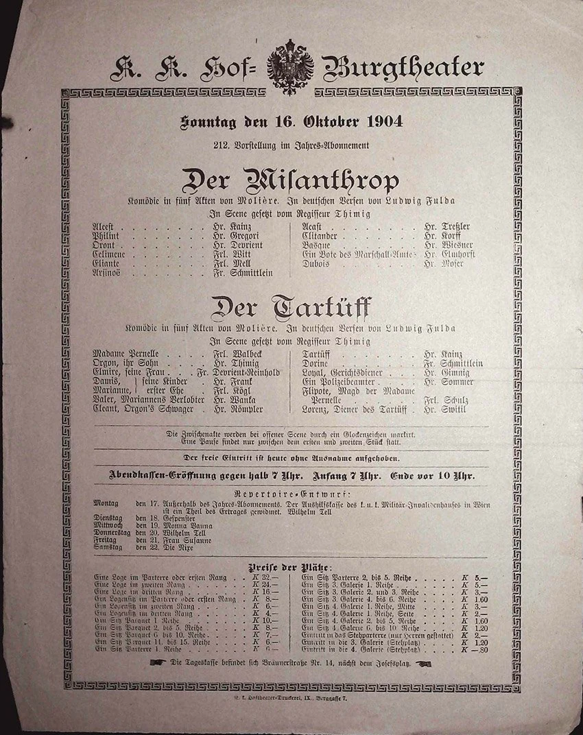 Vienna Theater Playbills -  Large Lot 1875-1930 - Image 85