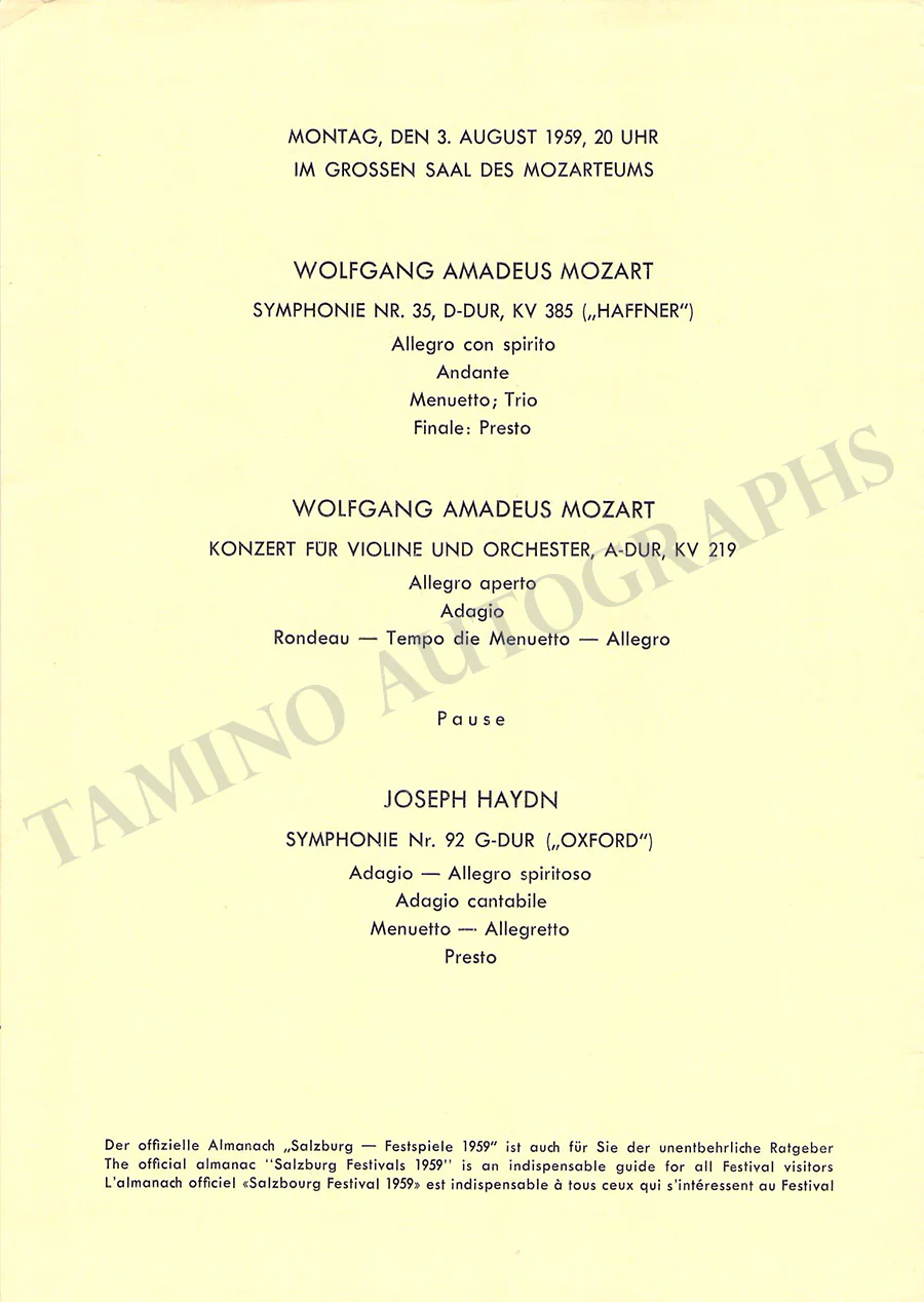 Violinists - Set of 7 Unsigned Concert Programs Salzburg Festival - Image 8
