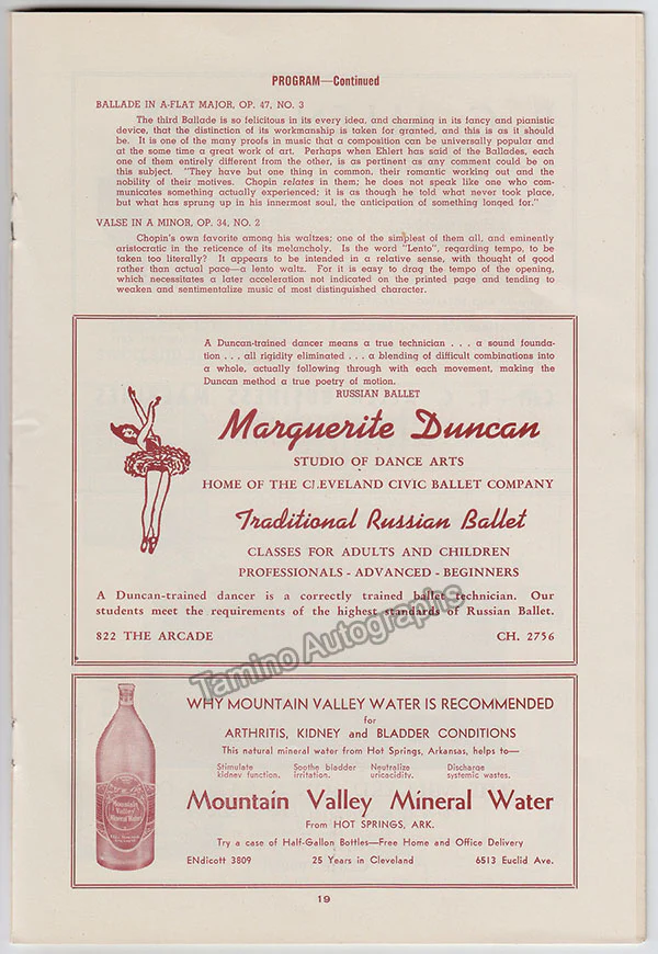 Horowitz, Vladimir - Concert Program Cleveland 1950 - Image 8