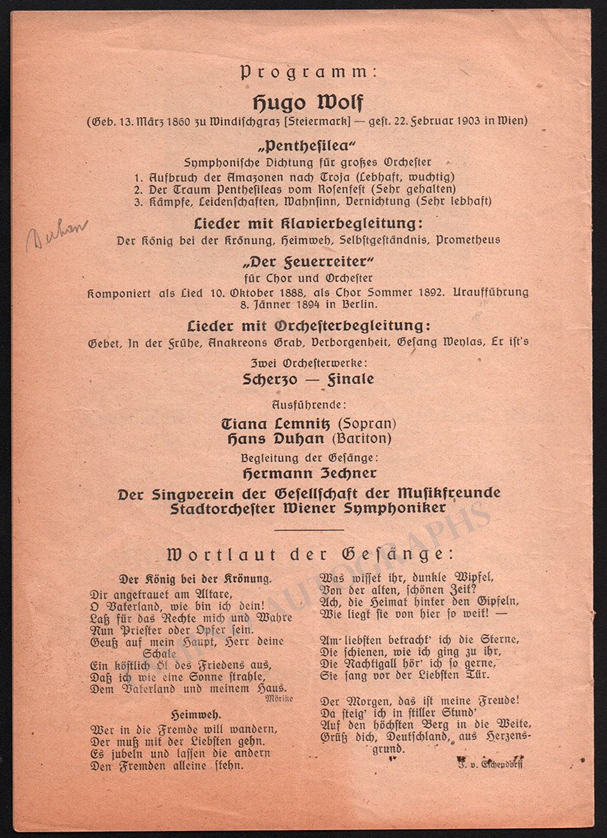 Vocal and Recital Concerts - Lot of 40+ German Programs 1871-1943 - Image 44