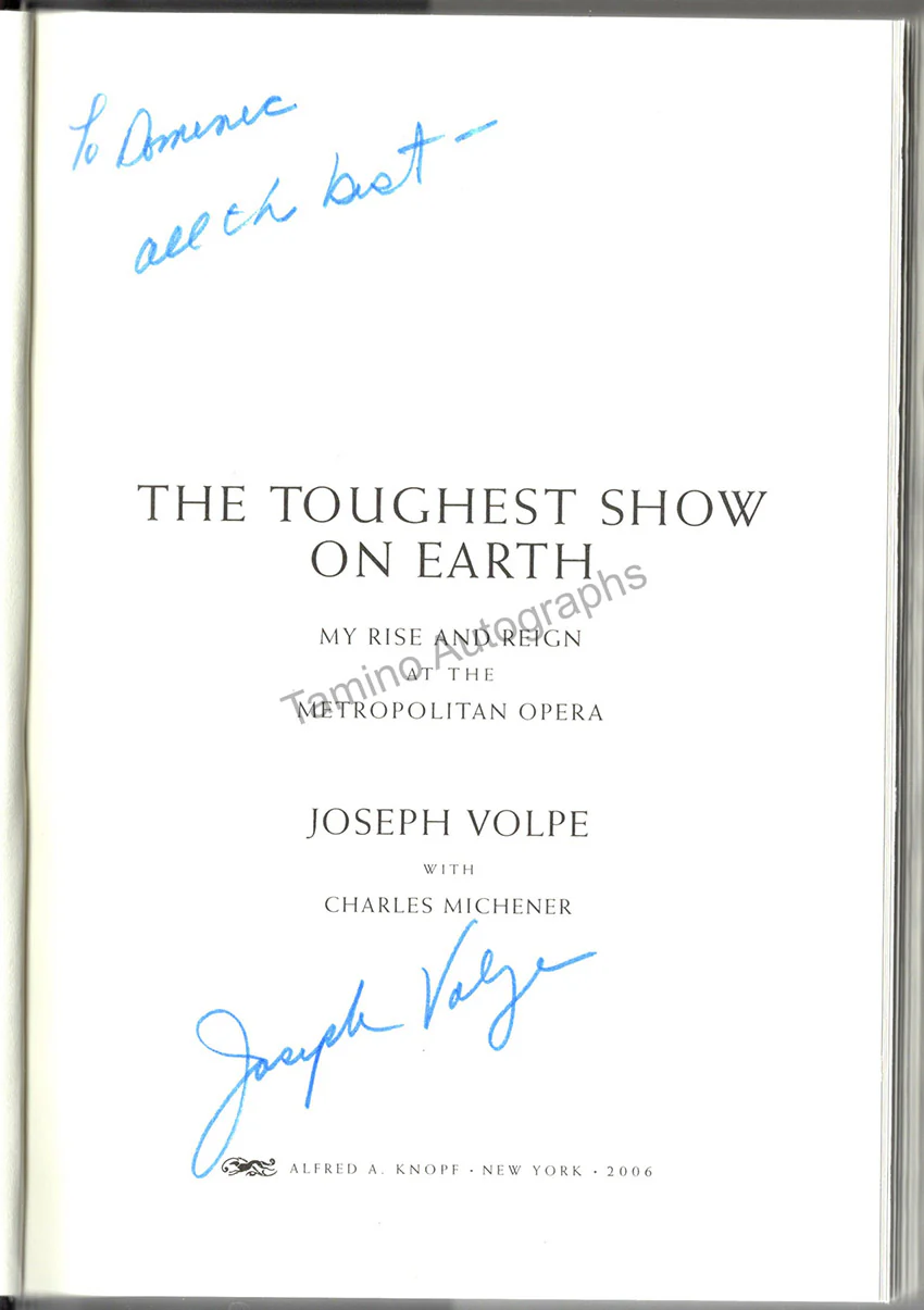 Volpe, Joseph - Signed Book "The Toughest Show on Earth" - Image 2