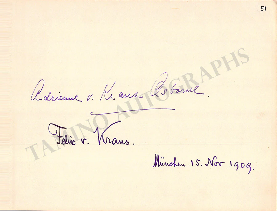 Von Kraus-Osborne, Adrienne - Von Kraus, Felix - Double Signed Album Page 1909