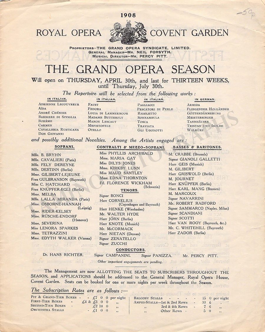 Richter, Hans - Wagner Festival at ROH Program 1908 - Image 2
