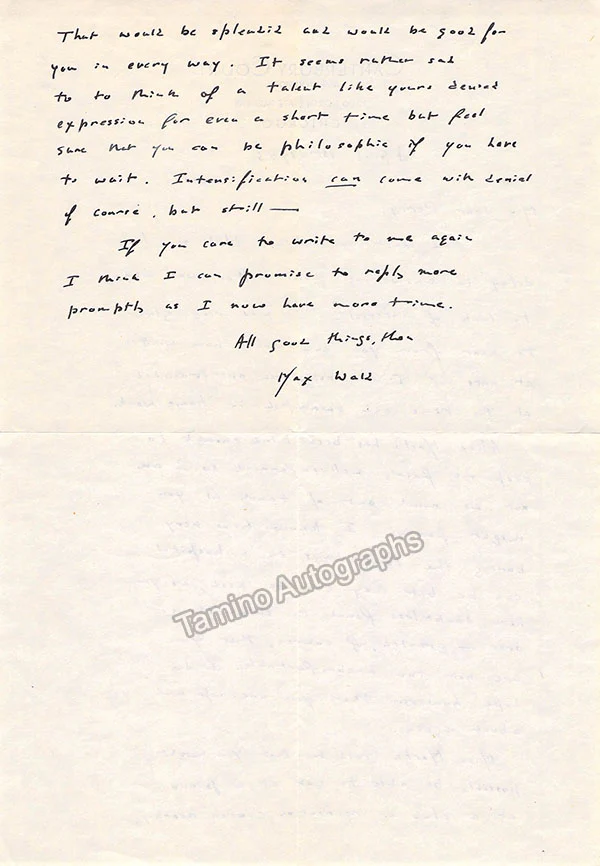 Wald, Max - Autograph Music Quote Signed 1951 + 2 Autograph Letters Signed - Image 3