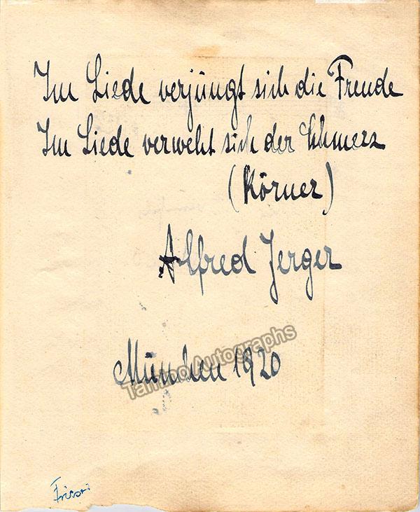 Braunfels, Walter - Autograph Music Quote Signed 1920 - Image 2