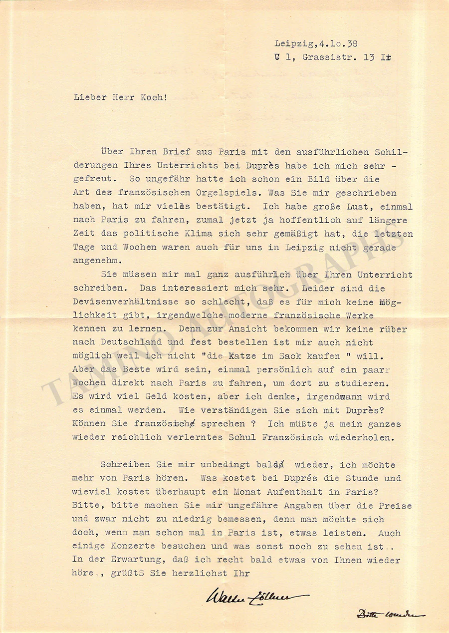 Zollner, Walter - Lot of 11 Autograph Letters Signed - Image 12