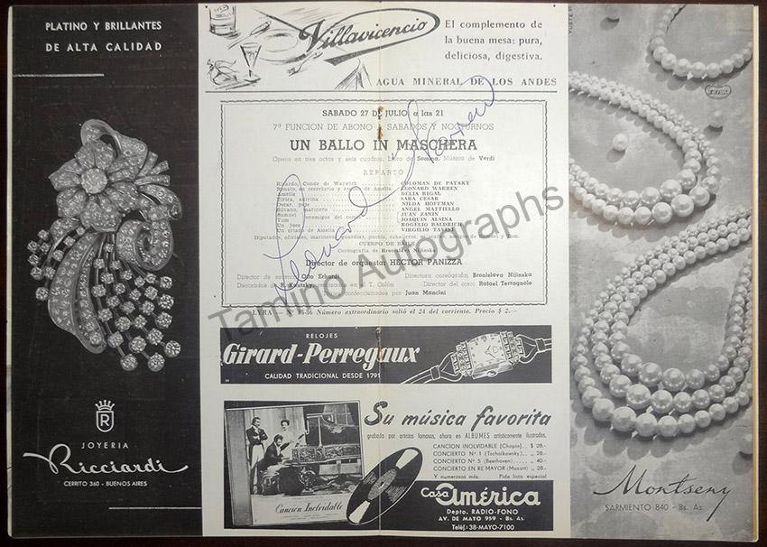 Warren, Leonard - Signed Program Teatro Colon 1946