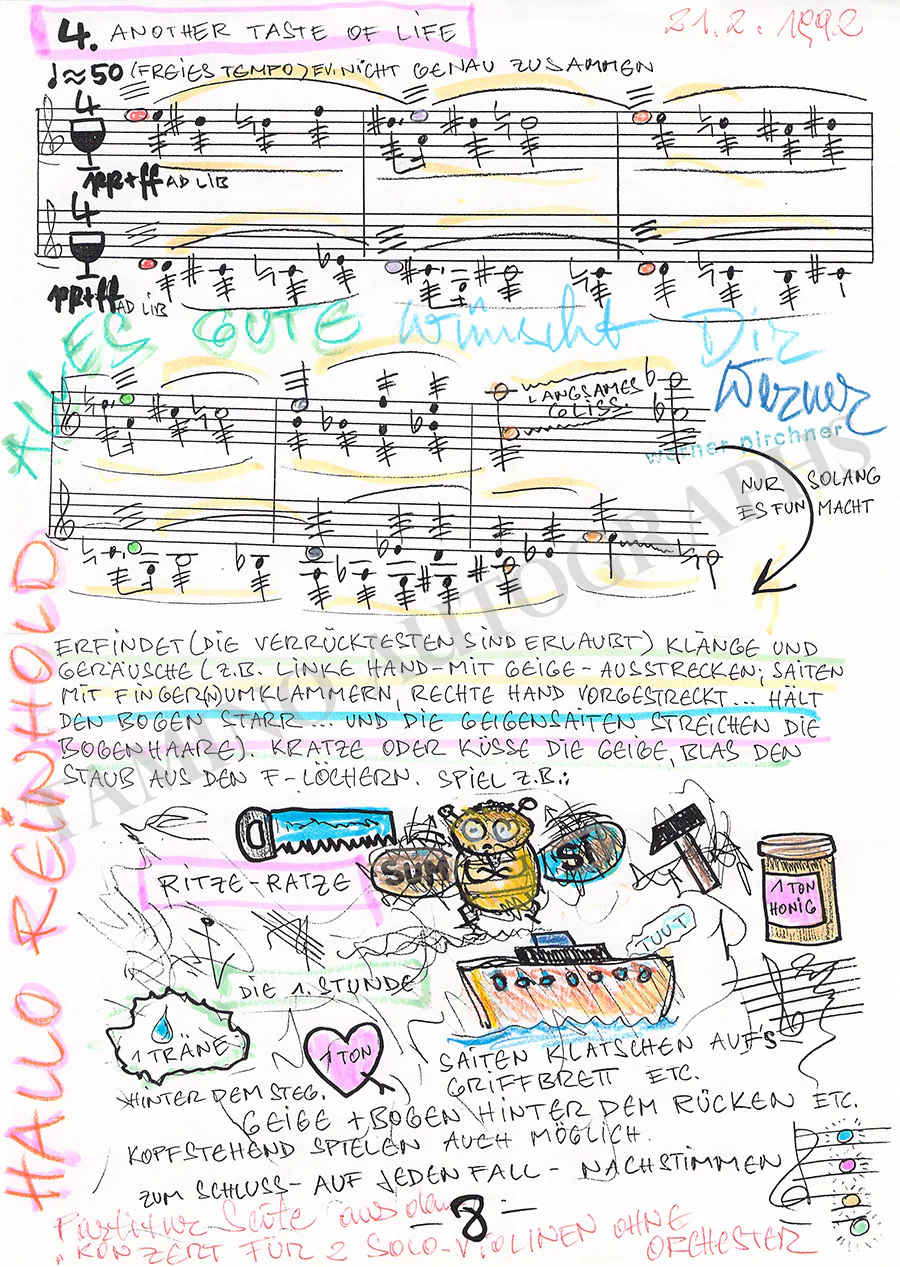 Pirchner, Werner - Autograph Music Quote Signed 1992 - Image 2
