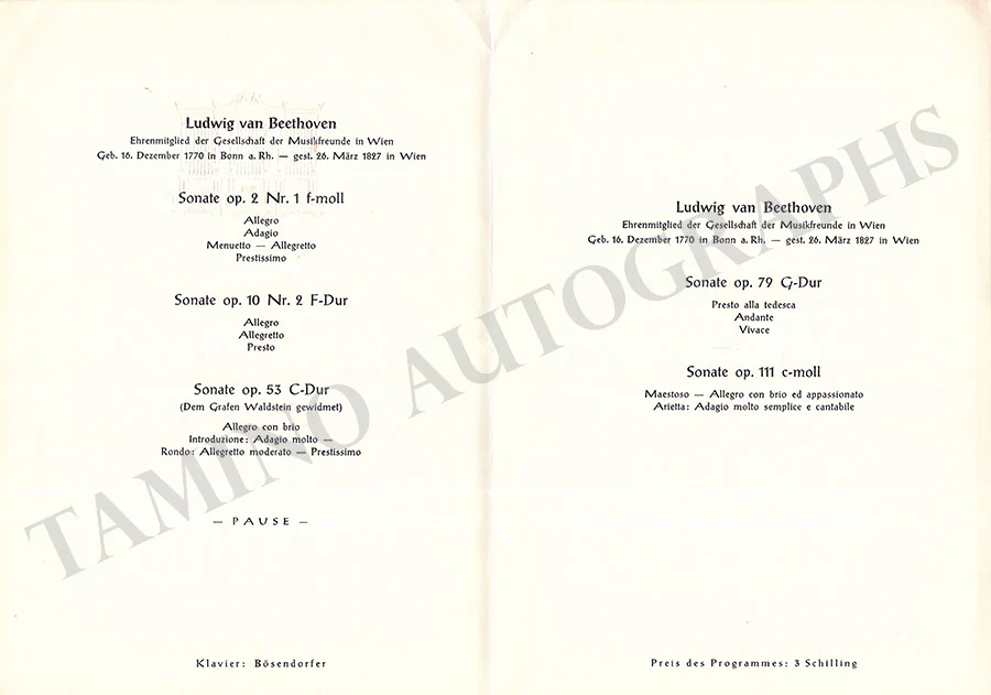 Backhaus, Wilhelm - Set of 36 Concert Programs - Image 22