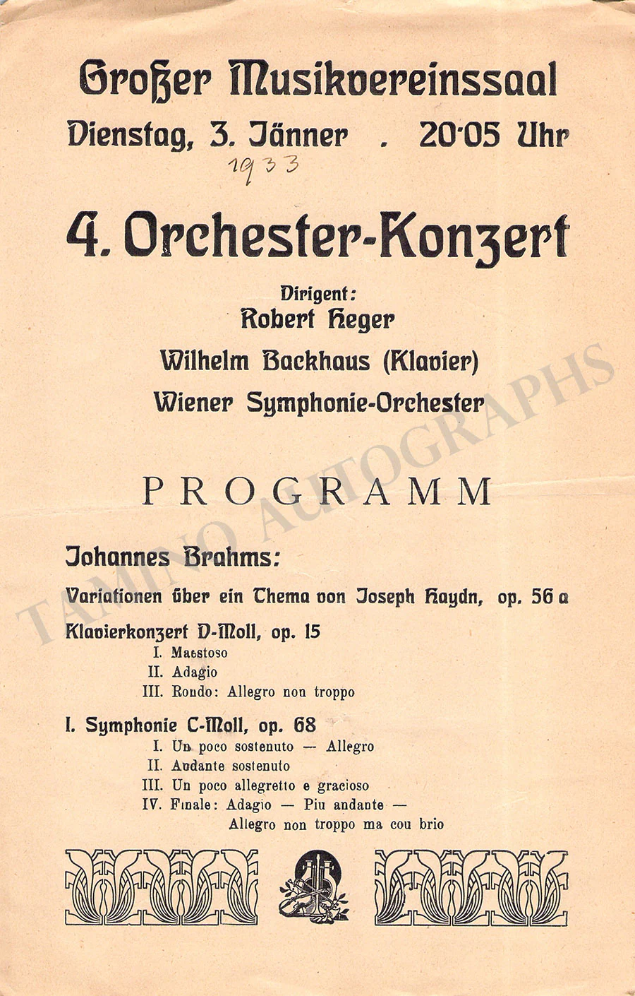 Backhaus, Wilhelm - Set of 36 Concert Programs - Image 23