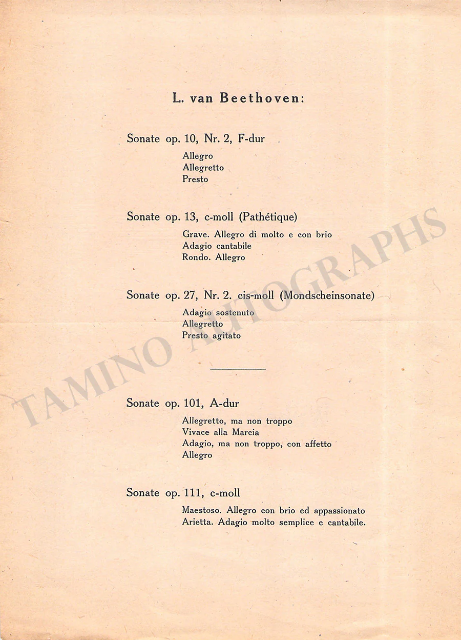 Backhaus, Wilhelm - Set of 36 Concert Programs - Image 27