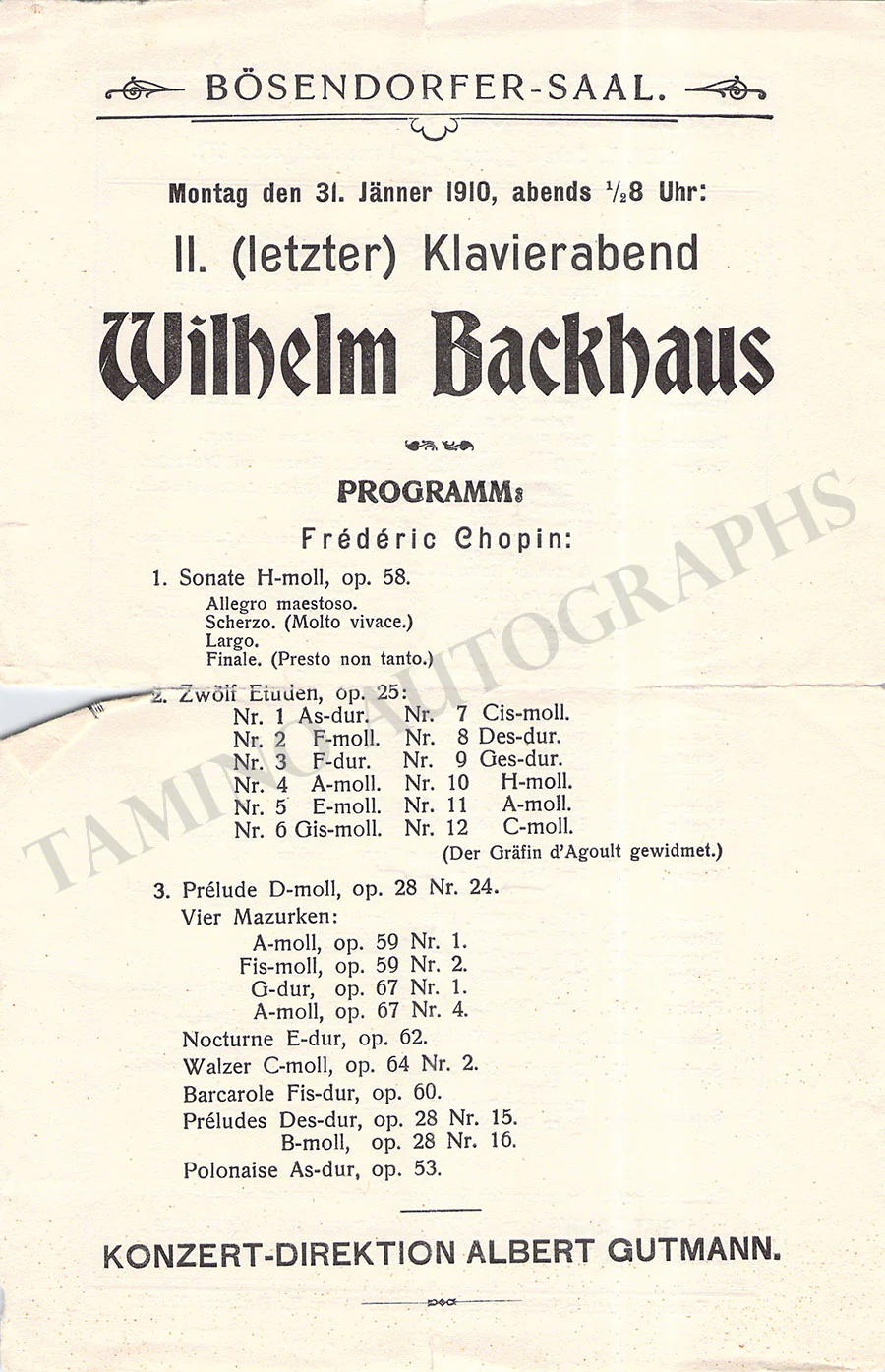 Backhaus, Wilhelm - Set of 36 Concert Programs - Image 45
