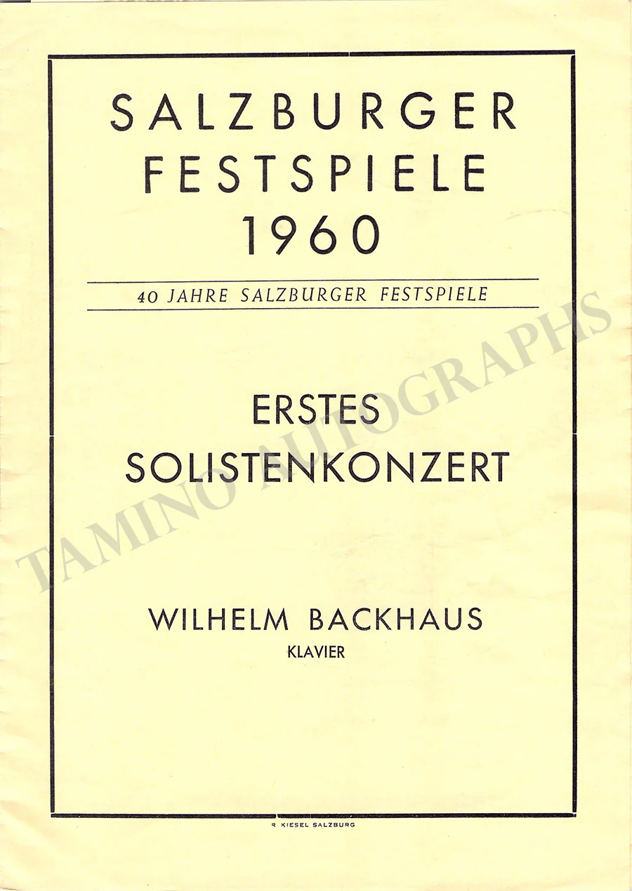 Backhaus, Wilhelm - Unsigned Concert Programs (Various Options) - Image 13