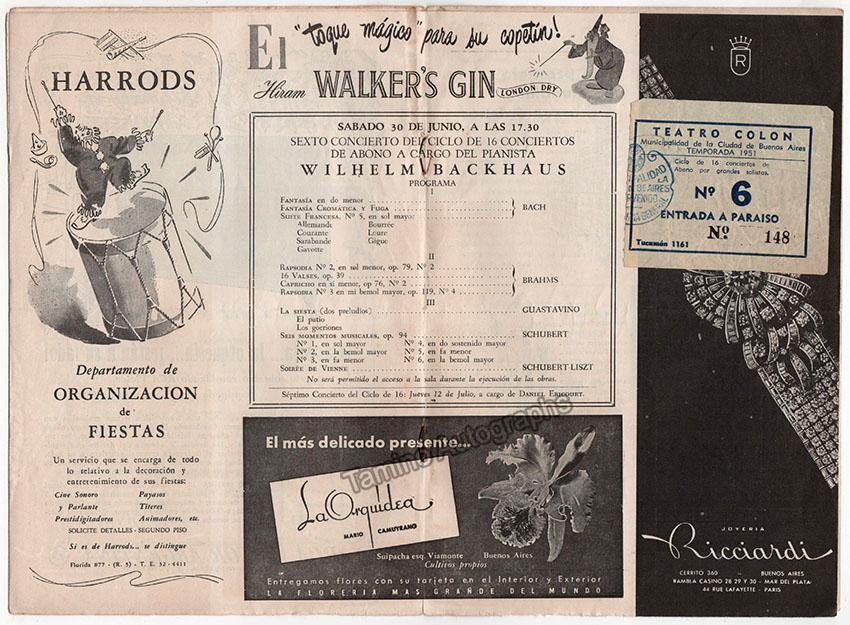Backhaus, Wilhelm - Unsigned Concert Programs (Various Options) - Image 4