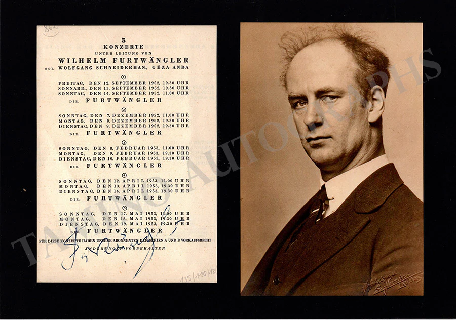 Furtwängler, Wilhelm - Signed Program Page 1952