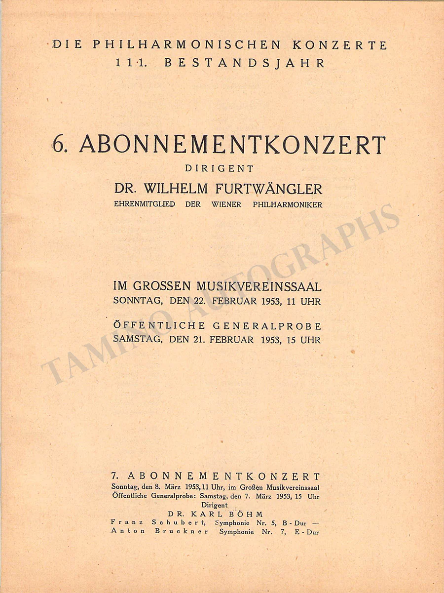 Furtwangler, Wilhelm - Unsigned Concert Programs I (Various Options) - Image 48