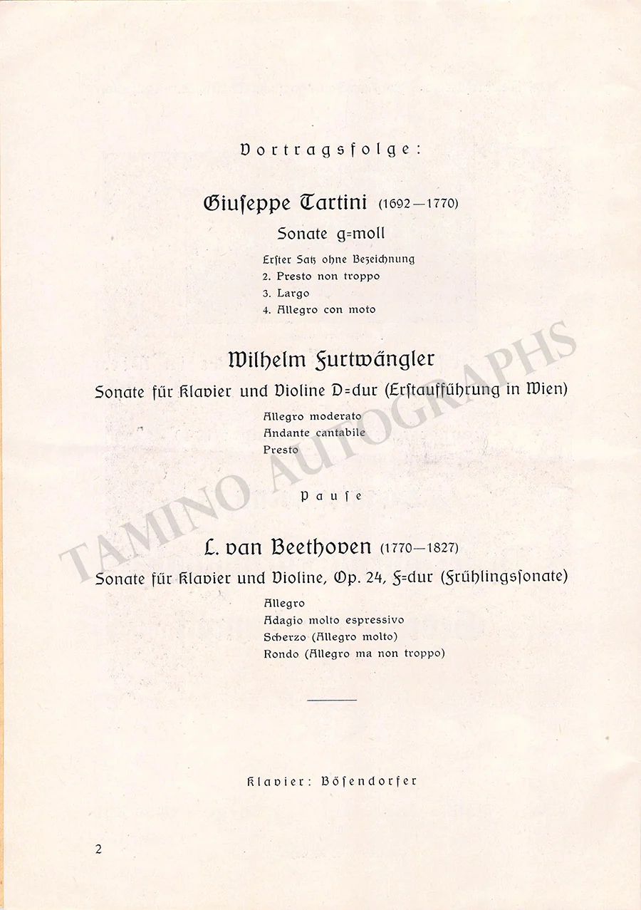 Furtwangler, Wilhelm - Unsigned Concert Programs I (Various Options) - Image 64
