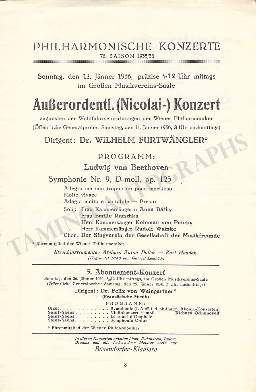 Furtwangler, Wilhelm - Unsigned Concert Programs I (Various Options) - Image 94