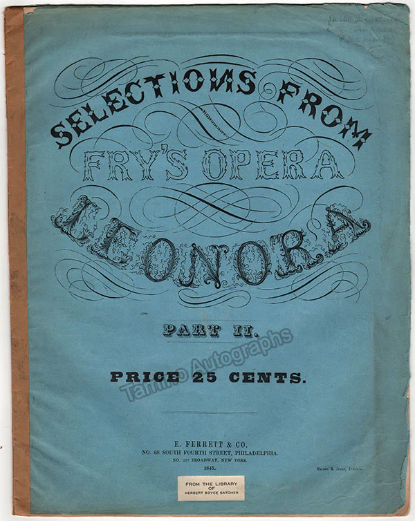 Fry, Wiliam Henry - Signature Cut 1858 on Score - Image 2